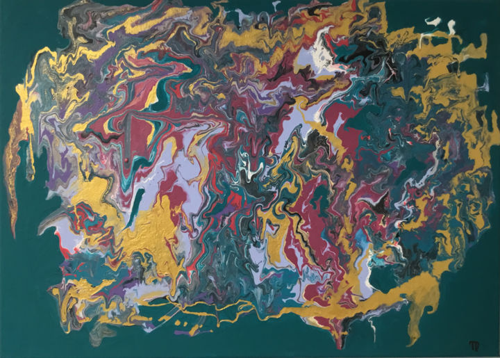 Painting titled "Magma" by Madalina Veisa, Original Art, Acrylic