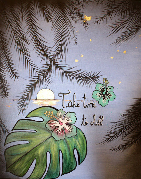 Painting titled "Take time to chill" by Madame Roz, Original Artwork, Airbrush