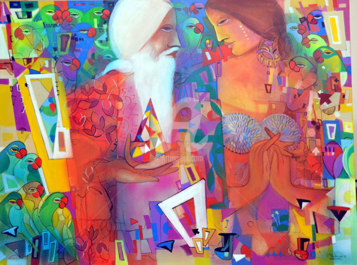 Peinture intitulée "mirage-acrylic-on-c…" par Madan Lal, Œuvre d'art originale, Acrylique