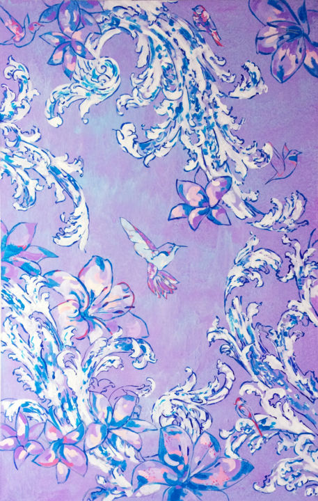 Pittura intitolato "Blue Bird" da Madara Lazdiņa, Opera d'arte originale, Acrilico