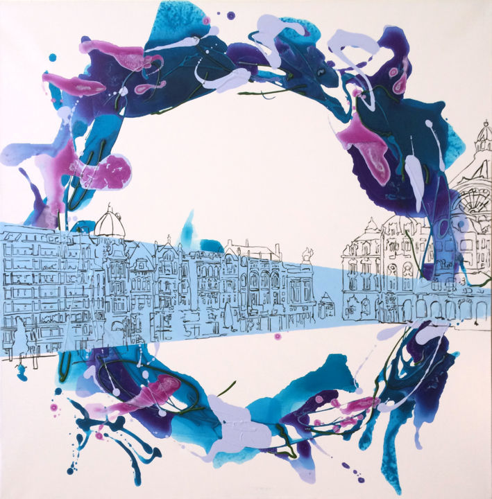 Painting titled "Carousell of Dreams…" by Madara Lazdiņa, Original Artwork, Acrylic