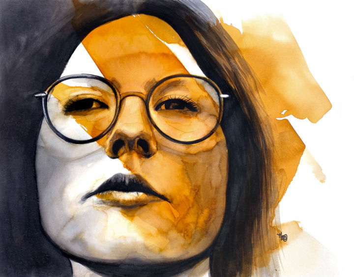 Peinture intitulée "Au loin" par Madeline Berger (MadB), Œuvre d'art originale, Aquarelle
