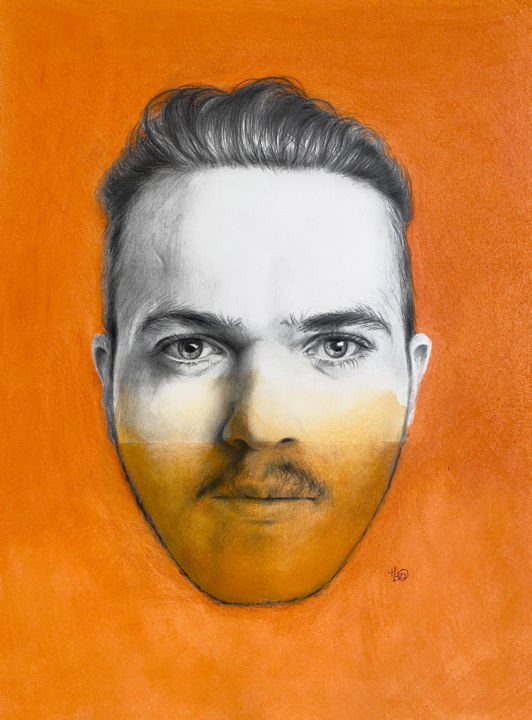 Dessin intitulée "Inaudible orange 2" par Madeline Berger (MadB), Œuvre d'art originale, Graphite