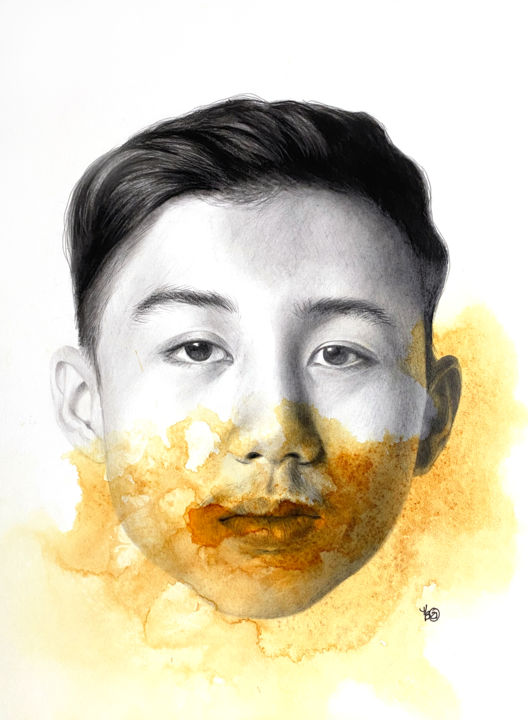Disegno intitolato "inaudible or jaune" da Madeline Berger (MadB), Opera d'arte originale, Grafite