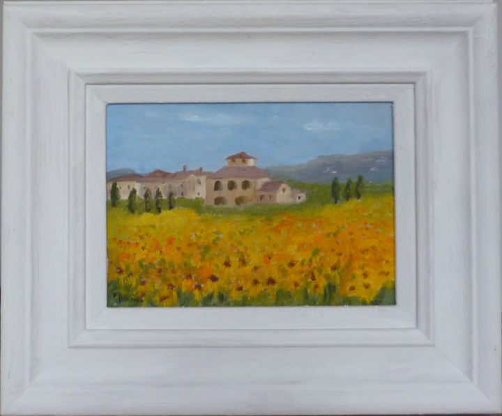 Painting titled "Sunflowers in Tusca…" by Maddalena Pacini, Original Artwork, Oil