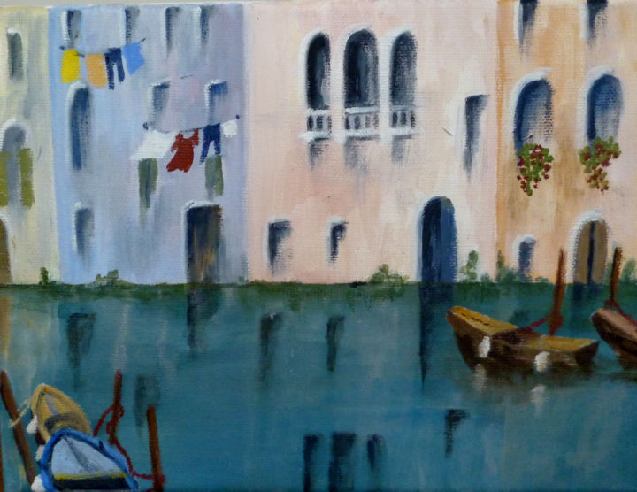 Peinture intitulée "Off the Grand Canal" par Maddalena Pacini, Œuvre d'art originale, Huile