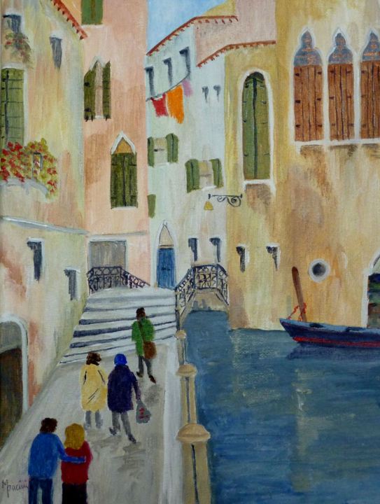 Painting titled "Ponte de la Malvasi…" by Maddalena Pacini, Original Artwork, Acrylic
