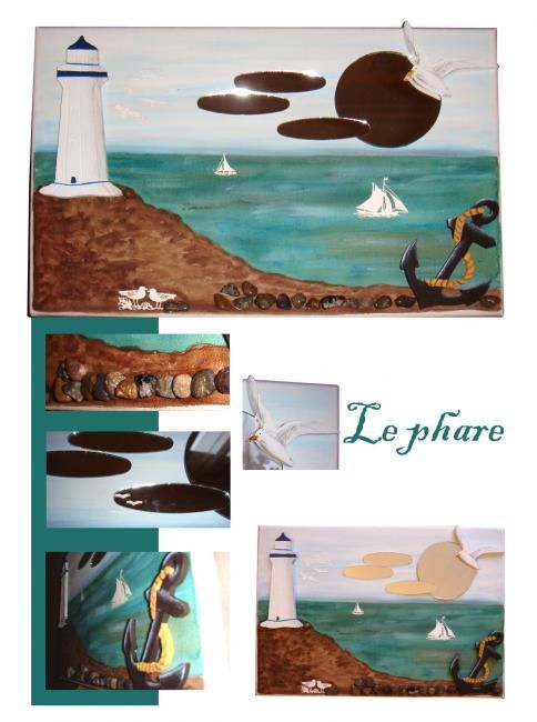 Painting titled "vue sur le phare" by Made In Lo Déco...!, Original Artwork