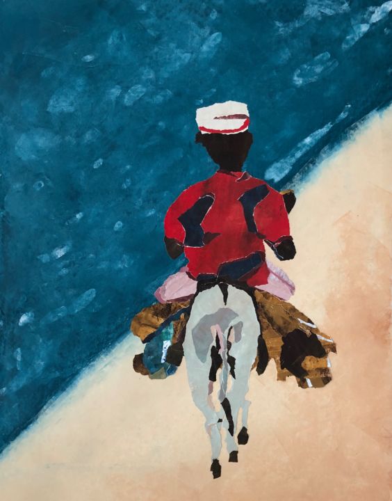 Collages titled "Lamu" by Madeleine Van Drunen, Original Artwork, Collages Mounted on Wood Panel