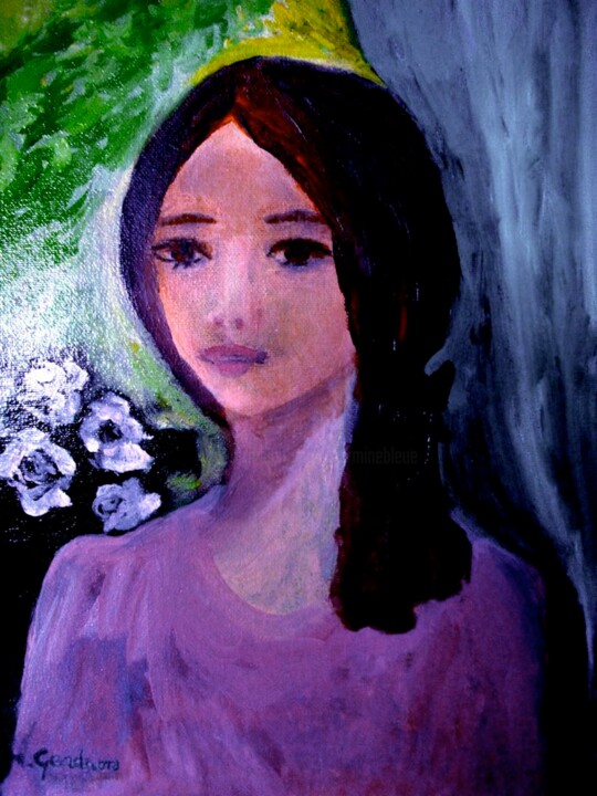 제목이 "Petite Joconde"인 미술작품 Madeleine Gendron로, 원작, 기름 나무 들것 프레임에 장착됨