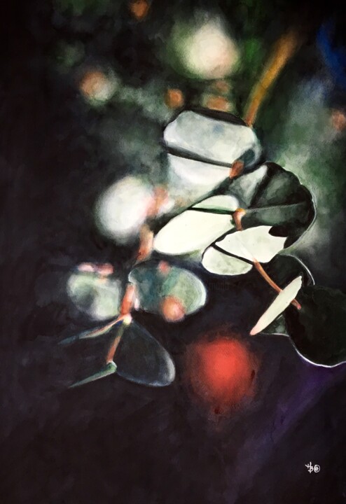 Malarstwo zatytułowany „Eucalyptus abstract” autorstwa Madeline Berger (MadB), Oryginalna praca, Akwarela