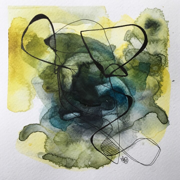 Painting titled "Little abstract 3/6" by Madeline Berger (MadB), Original Artwork, Watercolor