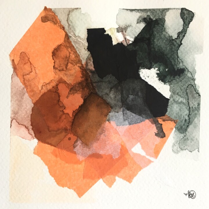 Painting titled "Little abstract ora…" by Madeline Berger (MadB), Original Artwork, Watercolor