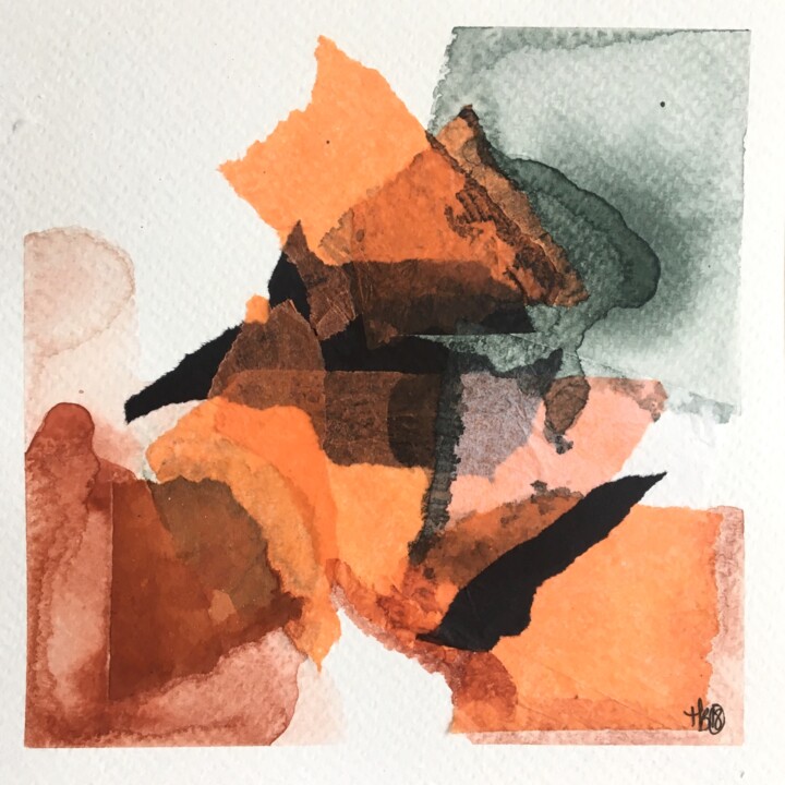 Painting titled "Little abstract ora…" by Madeline Berger (MadB), Original Artwork, Watercolor