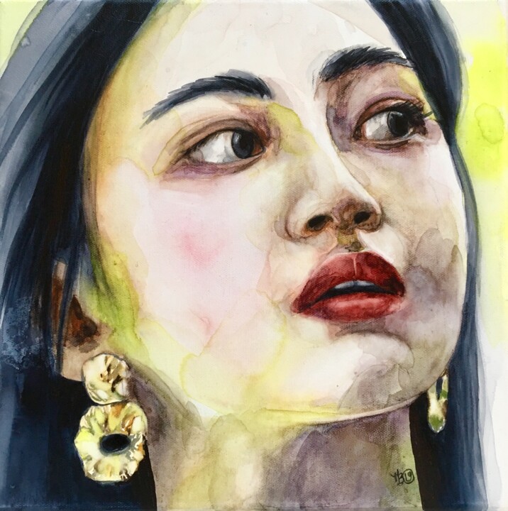 Peinture intitulée "Asian flash" par Madeline Berger (MadB), Œuvre d'art originale, Aquarelle