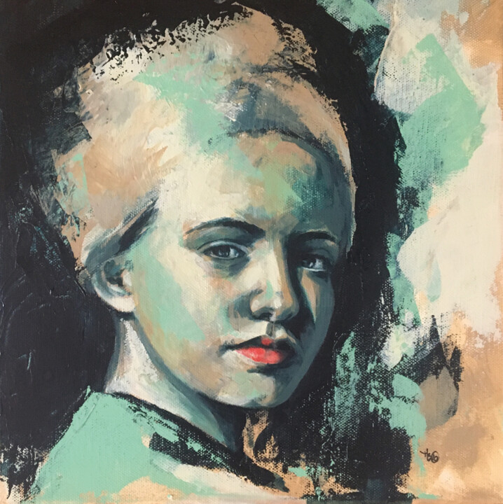 Painting titled "Jeune fille au foul…" by Madeline Berger (MadB), Original Artwork, Acrylic