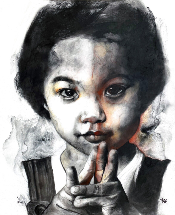 Картина под названием "La demande" - Madeline Berger (MadB), Подлинное произведение искусства, Древесный уголь