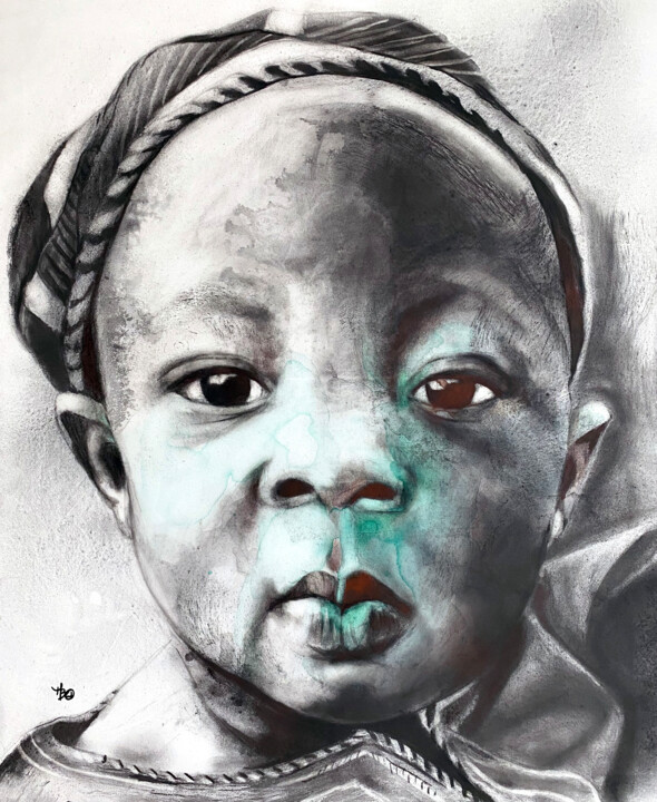 Painting titled "Serein" by Madeline Berger (MadB), Original Artwork, Charcoal
