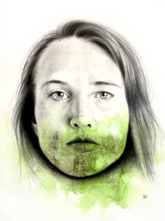 Рисунок под названием "inaudible vert" - Madeline Berger (MadB), Подлинное произведение искусства, Графит