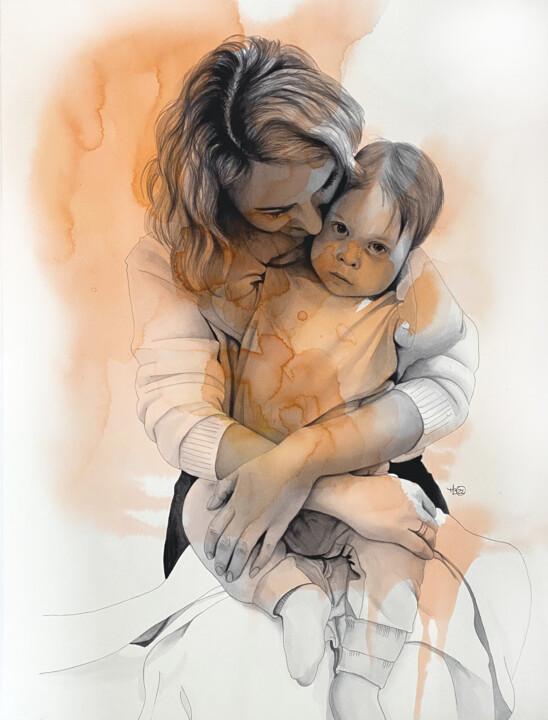 "Maternité 2" başlıklı Tablo Madeline Berger (MadB) tarafından, Orijinal sanat, Suluboya