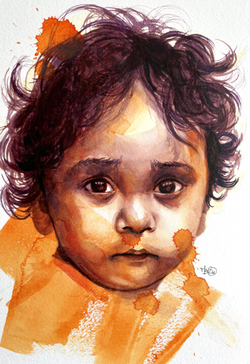 Peinture intitulée "Nora" par Madeline Berger (MadB), Œuvre d'art originale, Aquarelle