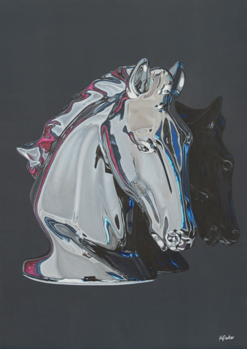 「Chrome Horse」というタイトルの絵画 Madeline Parkerによって, オリジナルのアートワーク, アクリル
