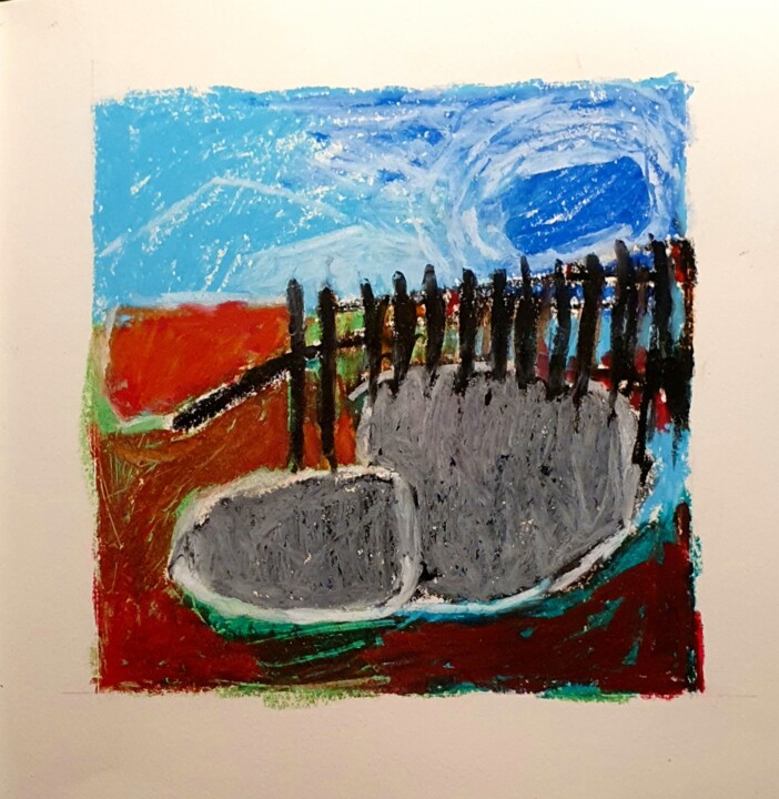 Peinture intitulée "Mourners at the gra…" par Madelon De Keizer, Œuvre d'art originale, Pastel