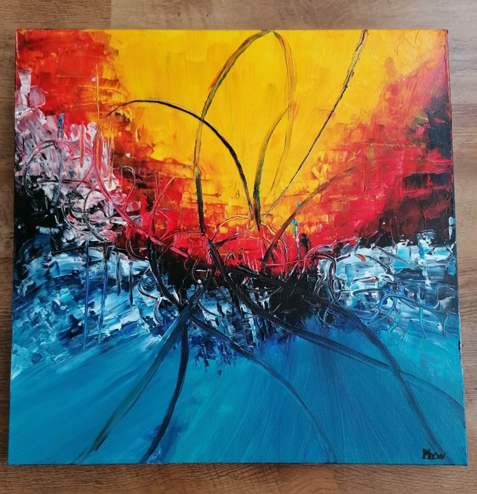 Painting titled "Colour dance" by Madelon Van Well, Original Artwork, Acrylic