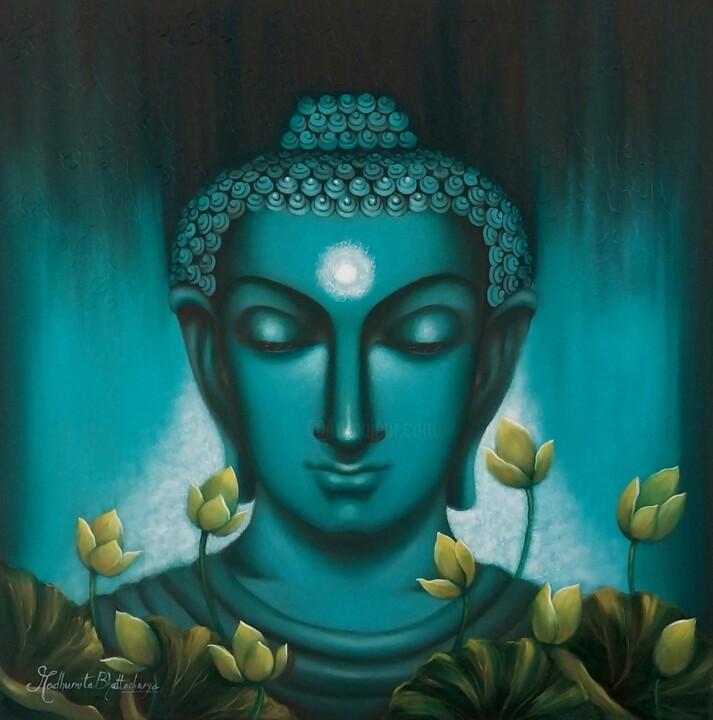 Картина под названием "In Search of Truth.." - Madhumita Bhattacharya, Подлинное произведение искусства, Масло