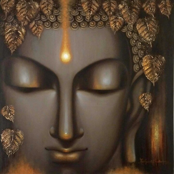 Schilderij getiteld "The Enlightened" door Madhumita Bhattacharya, Origineel Kunstwerk, Olie