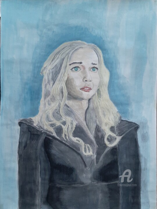 Painting titled "Daenerys Targaryen" by Madi Kabdenov, Original Artwork, Gouache