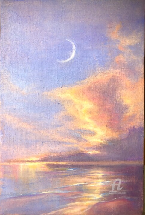 Pittura intitolato ""Nouvelle lune". Pa…" da Madina Tairova, Opera d'arte originale, Olio
