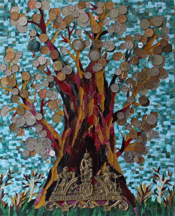 Sculpture intitulée "Money tree ~ ELIZAV…" par The Planet Malisa, Œuvre d'art originale, Mosaïque