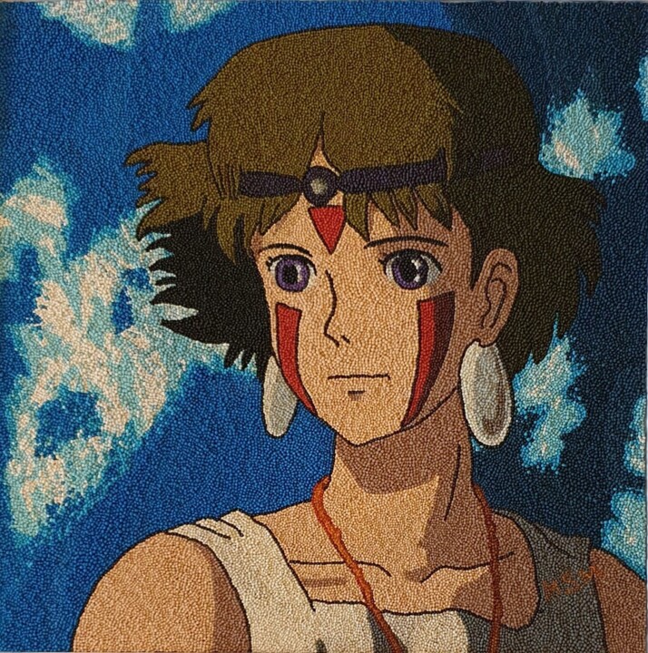 Painting titled "Princess Mononoke ~…" by The Planet Malisa, Original Artwork, Clay