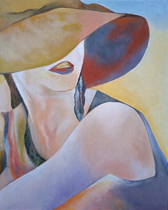 Painting titled "Hot Day" by Madlen Fox, Original Artwork, Oil Mounted on Cardboard