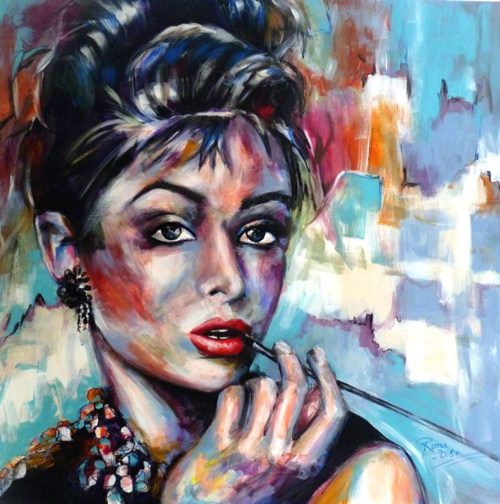 Painting titled ""Audrey"" by Magdalena Rochoń, Original Artwork, Acrylic