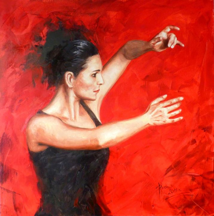 Painting titled ""Pasja"" by Magdalena Rochoń, Original Artwork, Oil