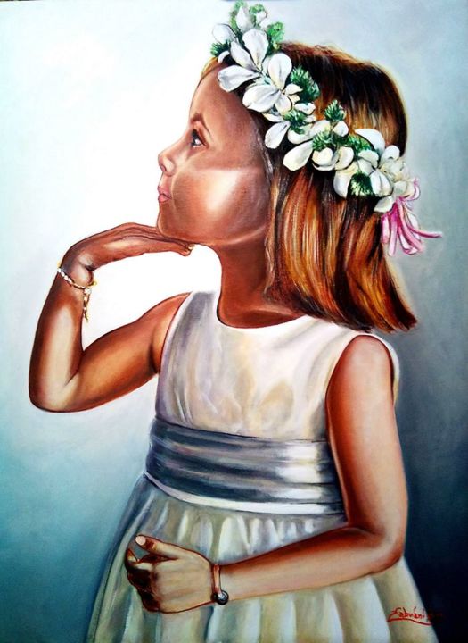 Painting titled "Lara Sacchetti" by Madoner, Original Artwork, Oil