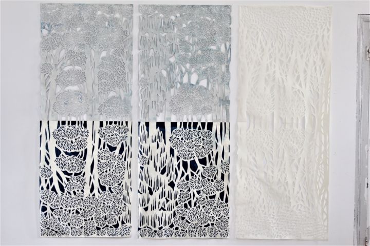 Sculpture intitulée "Reflection" par Anja Madsen Pernot, Œuvre d'art originale, Papier