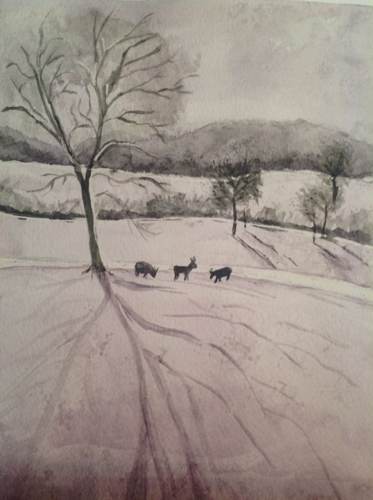 Peinture intitulée "Paysage d'hiver.jpg" par Mady Mosbeux, Œuvre d'art originale