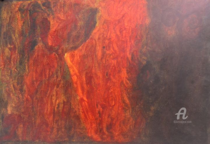 Картина под названием "Cave Goddess, Danci…" - Mariska Ma Veepilaikaliyamma, Подлинное произведение искусства, Темпера