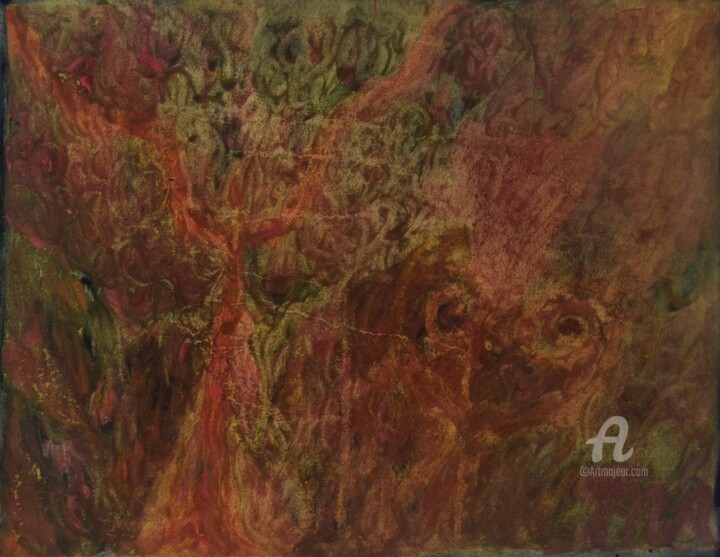 Malerei mit dem Titel "Neem Tree Goddess a…" von Mariska Ma Veepilaikaliyamma, Original-Kunstwerk, Pigmente