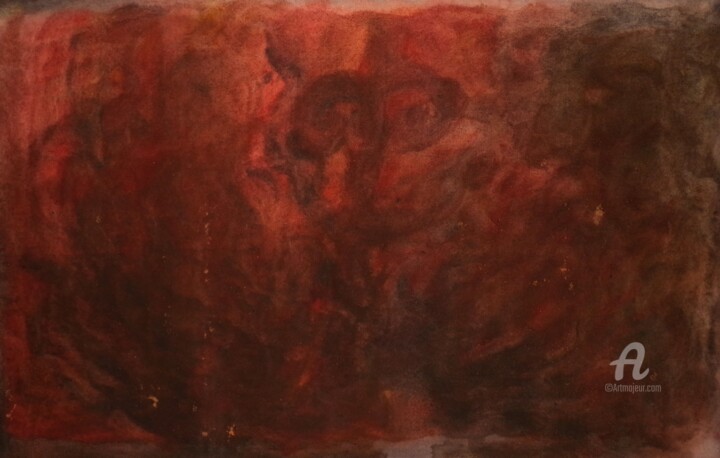 Картина под названием "New Moon Goddess an…" - Mariska Ma Veepilaikaliyamma, Подлинное произведение искусства, Пигменты