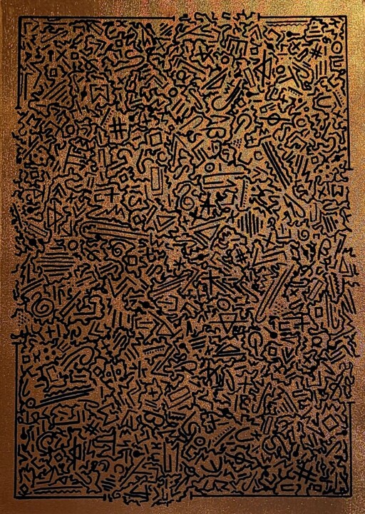 Painting titled "Bronzemathicgames" by Mael Bouresas, Original Artwork, Acrylic