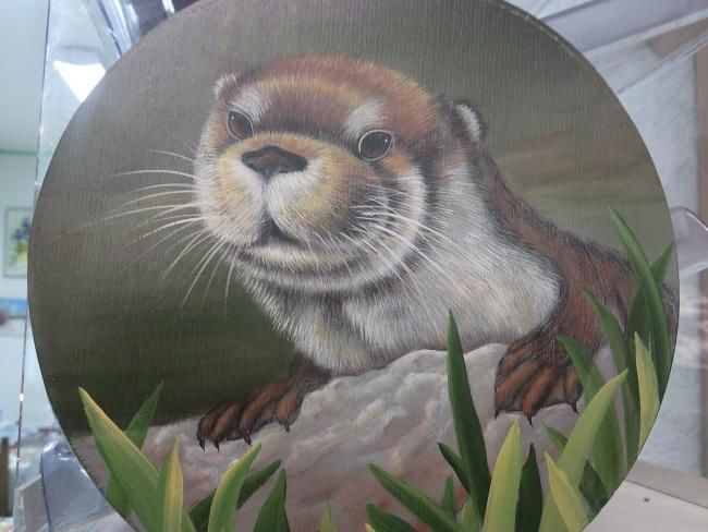 Painting titled "Loutre" by Mael, Original Artwork, Oil