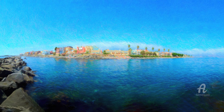 Arts numériques intitulée "Sea in Sicily" par Maël Bathfield, Œuvre d'art originale, Peinture numérique