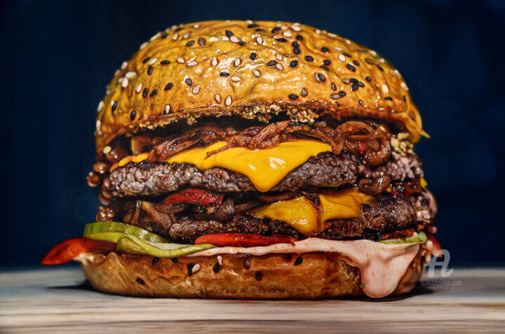 Painting titled "Burger" by Maëlle Valantin, Original Artwork, Acrylic