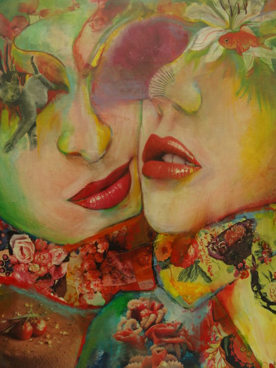 Painting titled "2 femmes" by Mael Merle, Original Artwork