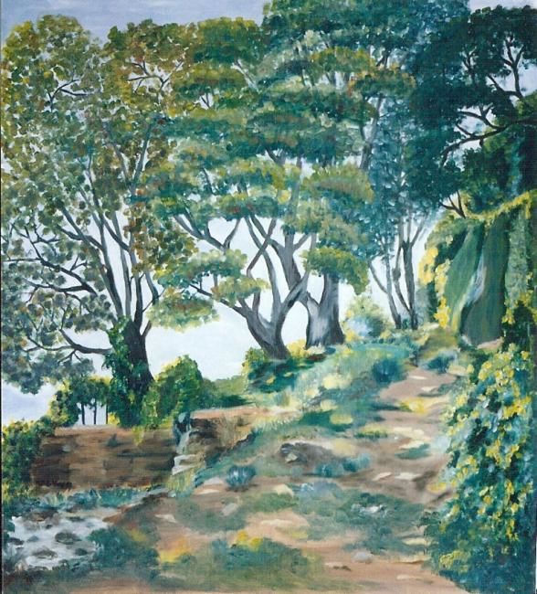 Peinture intitulée "chemin forestier" par Maeri, Œuvre d'art originale