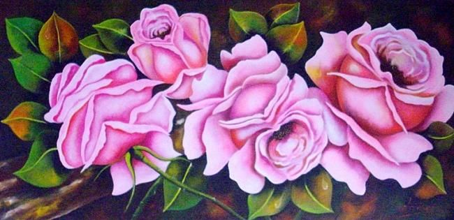 Painting titled "ROSAS ROSA" by Maestro Alex Rivera Pintor Colombiano, Original Artwork